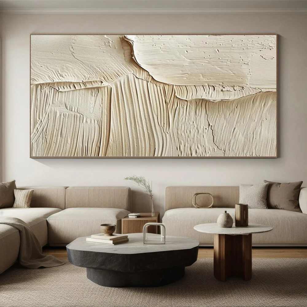 Beige Textured Abstract Canvas Artwork 4OH4V wall art